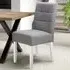 Set of 2 Dining Chairs - Silver Grey, Linen Effect