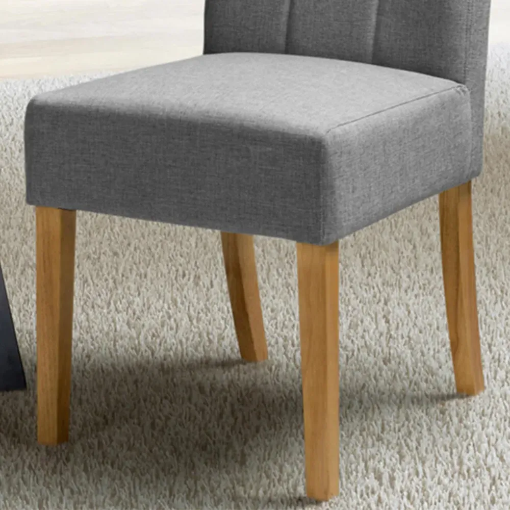 Set of 2 Dining Chairs - Silver Grey, Linen Effect