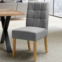 Set of 2 Dining Chairs - Silver Grey, Linen Effect