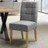 Set of 2 Dining Chairs - Silver Grey, Linen Effect