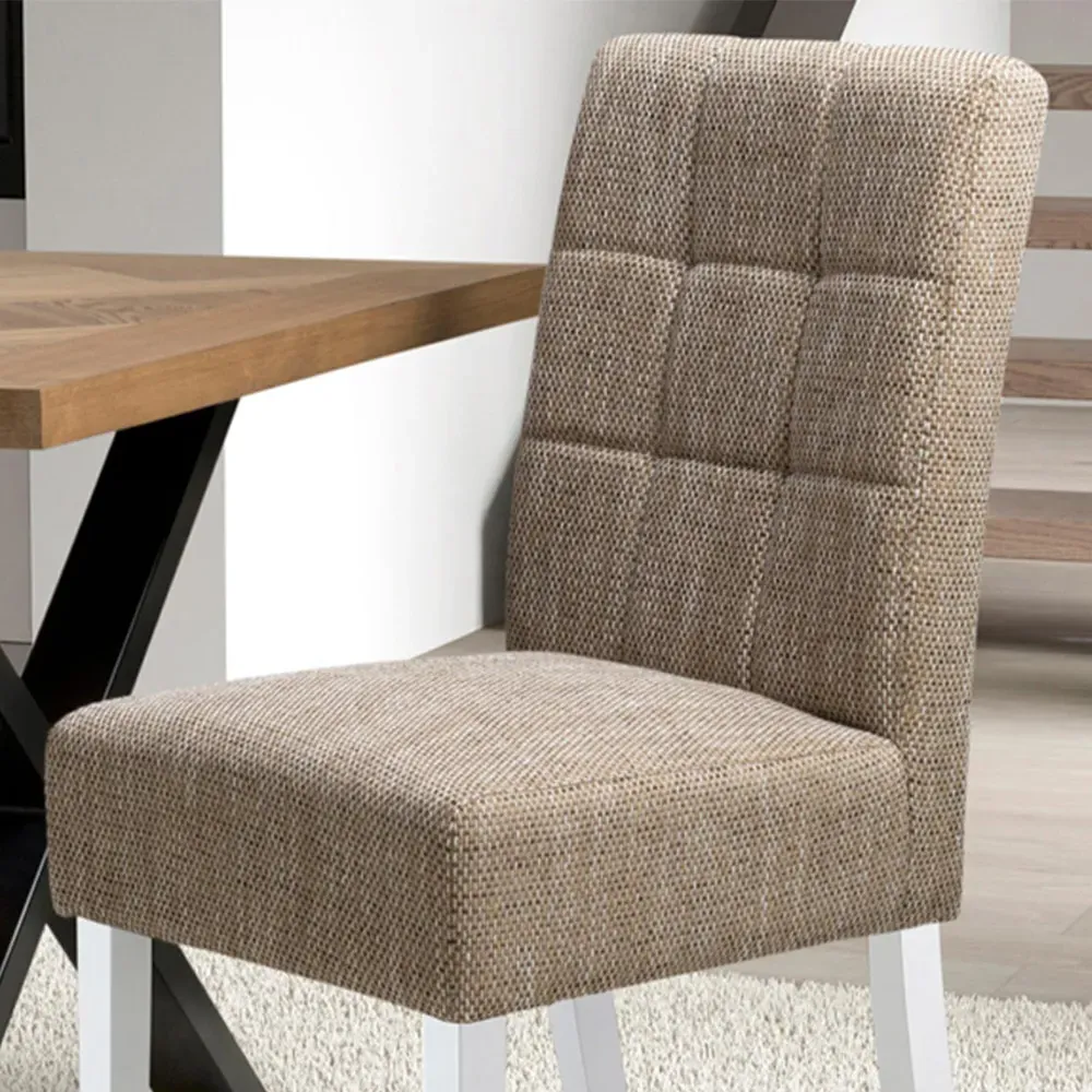 Set of 2 Tweed Oatmeal Dining Chair - Cream