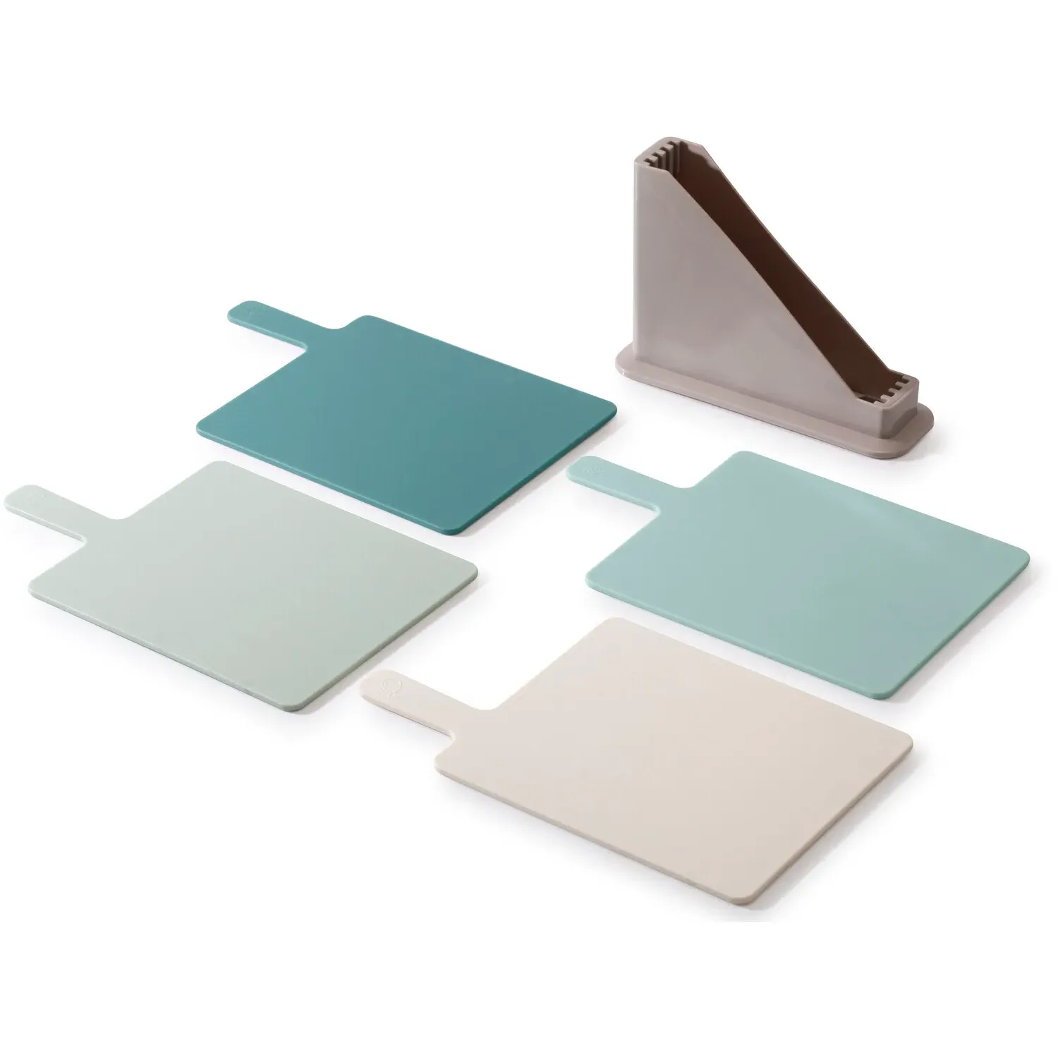 4 Piece Chopping Board Set with Stand - Multi-Colour