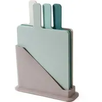 4 Piece Chopping Board Set with Stand - Multi-Colour