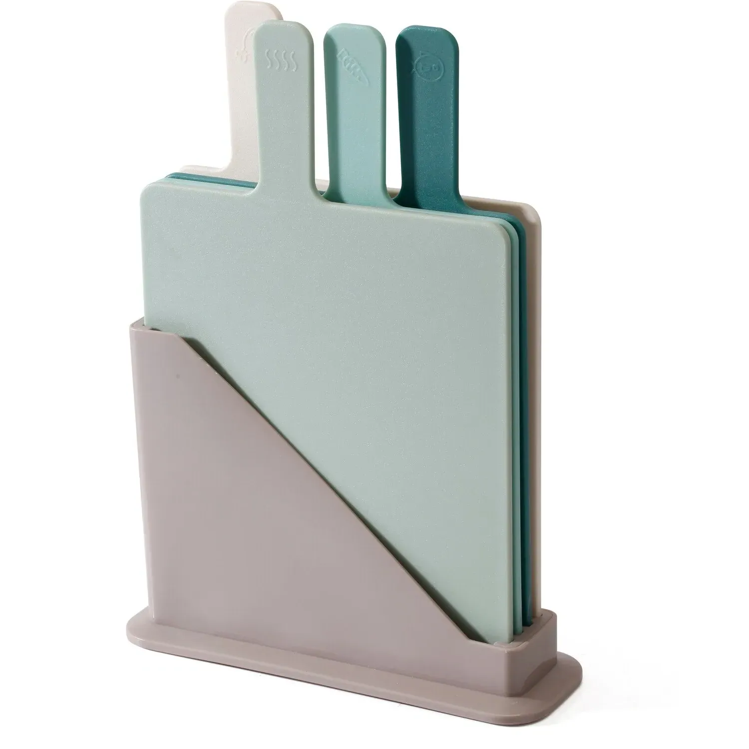 4 Piece Chopping Board Set with Stand - Multi-Colour image