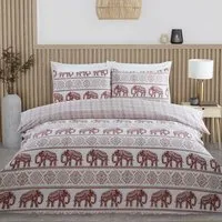 Hathi Elephant King Duvet Cover and Pillowcase Set - Rust