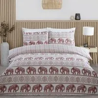 Hathi Elephant Single Duvet Cover and Pillowcase Set - Rust