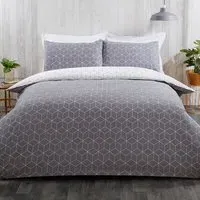 Home Apollo Single Duvet Set - Grey, Polycotton
