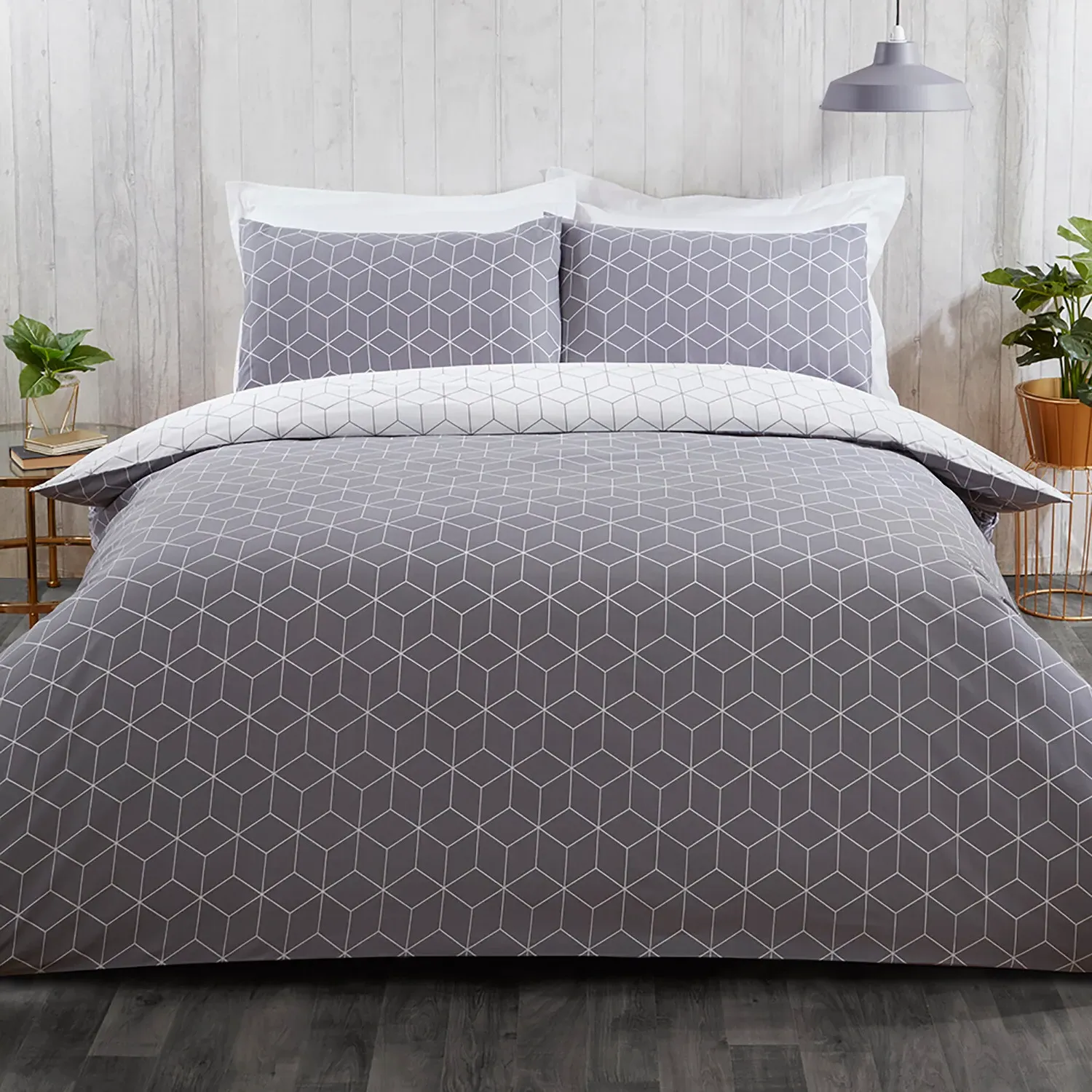Home Apollo Single Duvet Set - Grey, Polycotton image