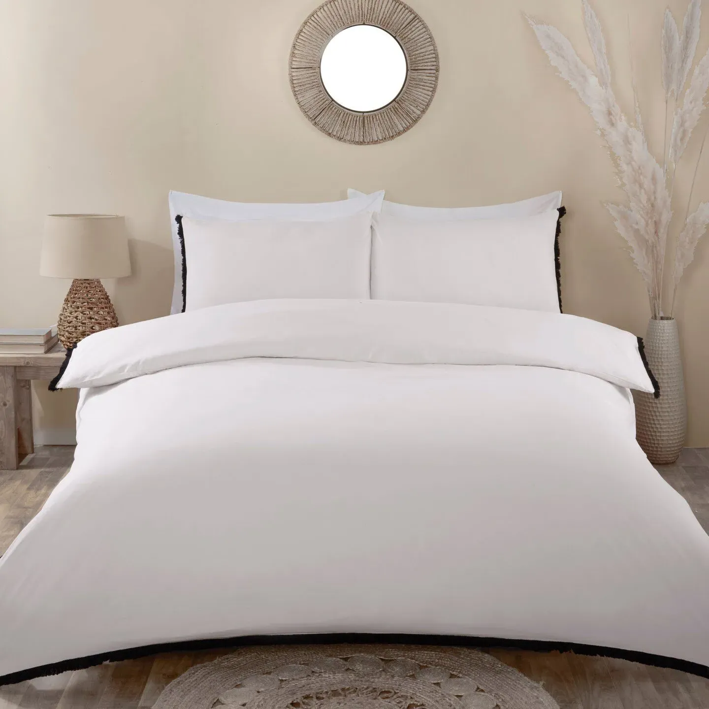 Bohemia Tassel Single Duvet Cover Set - Natural image