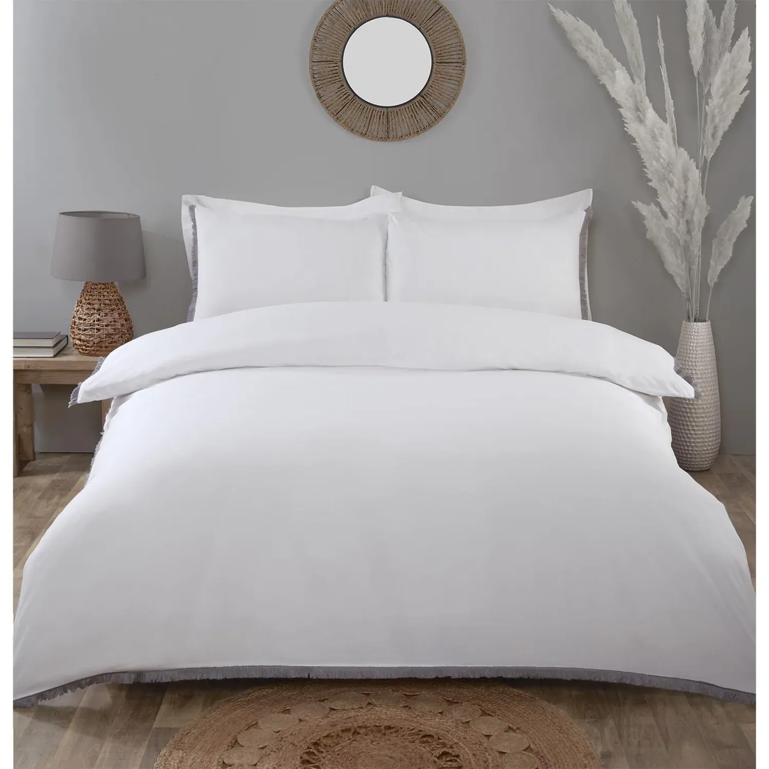 Home Bohemia Tassel Single Duvet Cover Set - White image