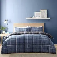 Home Brodie Check Double Duvet Cover Set - Navy
