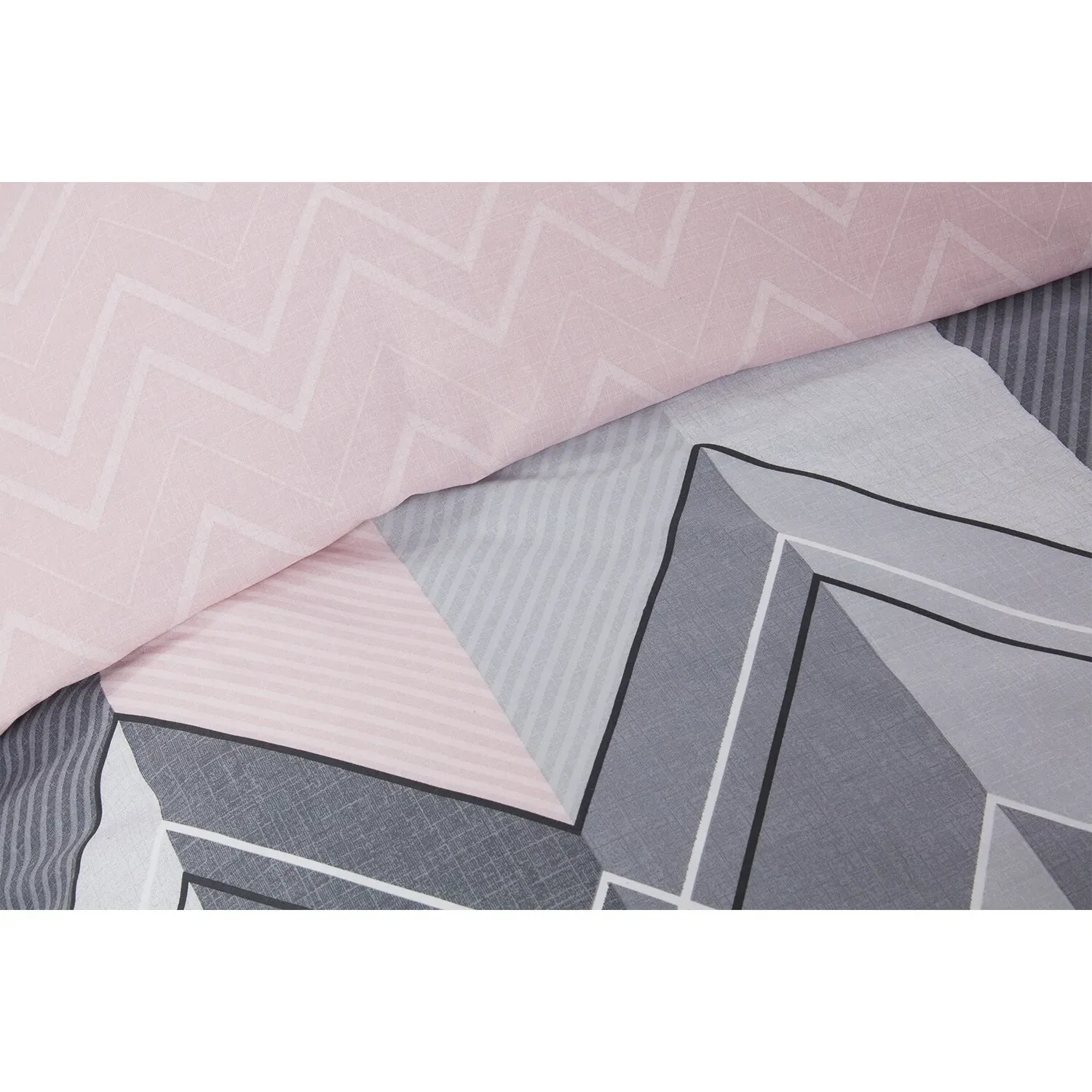 Home Chevron Double Duvet Set - Pink