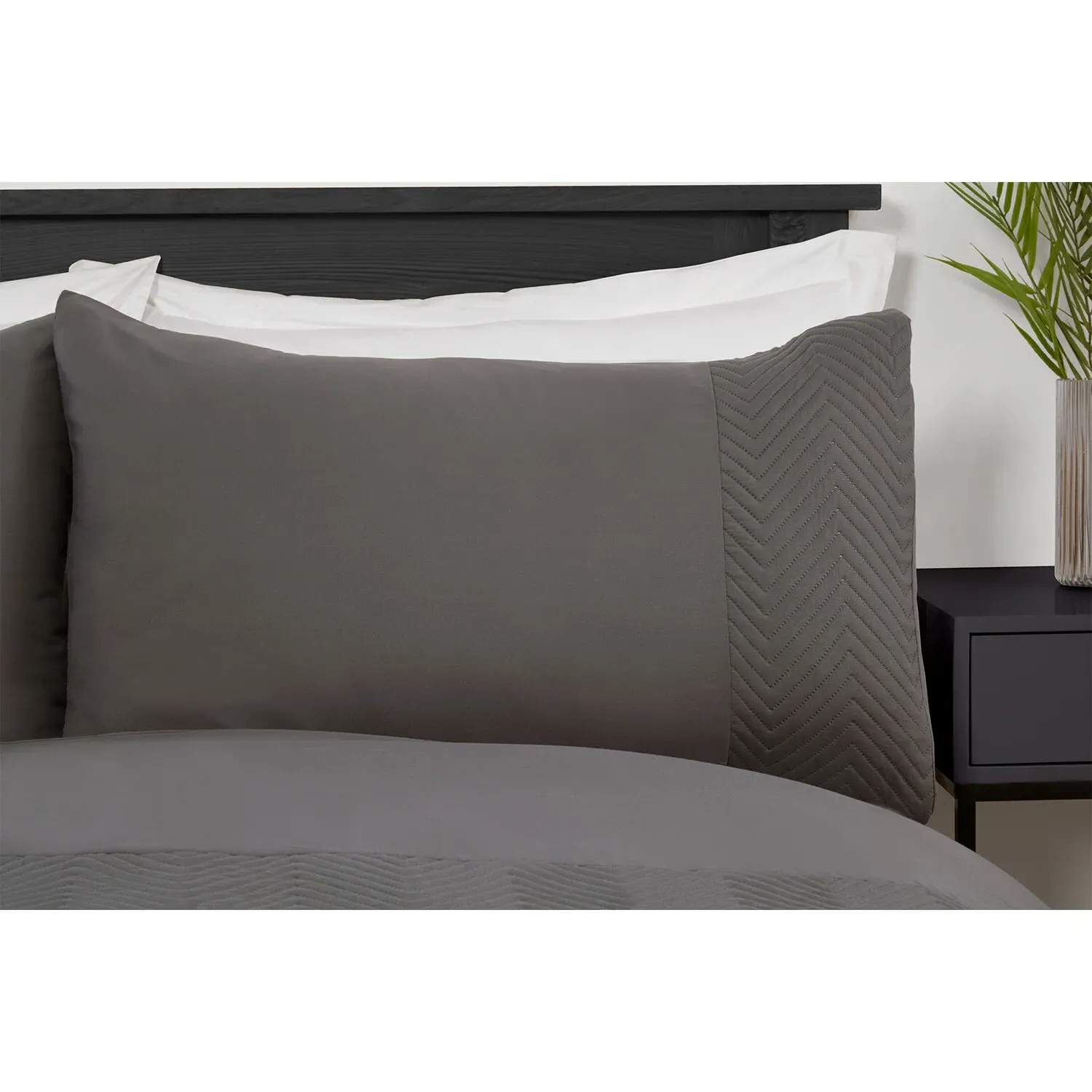 Home Chevron Pinsonic Single Duvet Cover Set - Charcoal