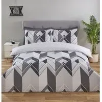 Home Double Chevron Duvet Cover Set - Monochrome