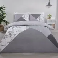 Home Double Marble Geo Duvet Set - Grey