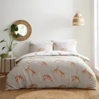 Home Giraffe Double Duvet Cover and Pillowcase Set - Natural