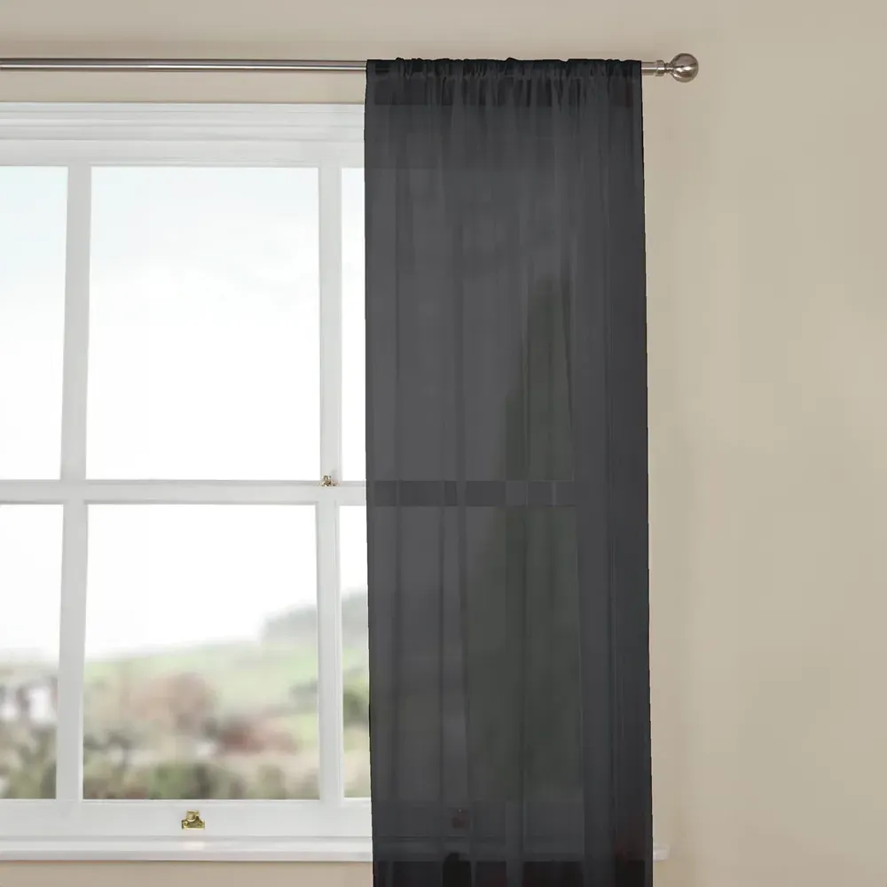 Home Glacier Voile Panel Curtain - Charcoal image