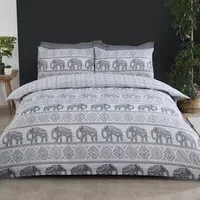 Home Hathi Elephant Double Duvet Cover and Pillowcase Set - Multi