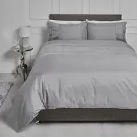 Home King Size Crosshatch Embossed Panel Duvet Set - Charcoal