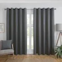 Linden Washable Blackout Curtain - Charcoal