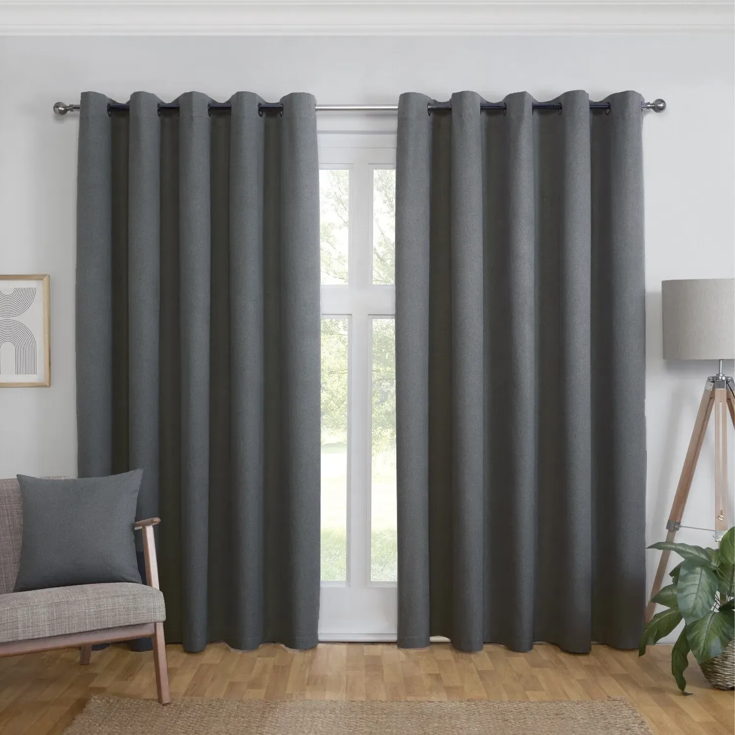 Linden Washable Blackout Curtain - Charcoal image