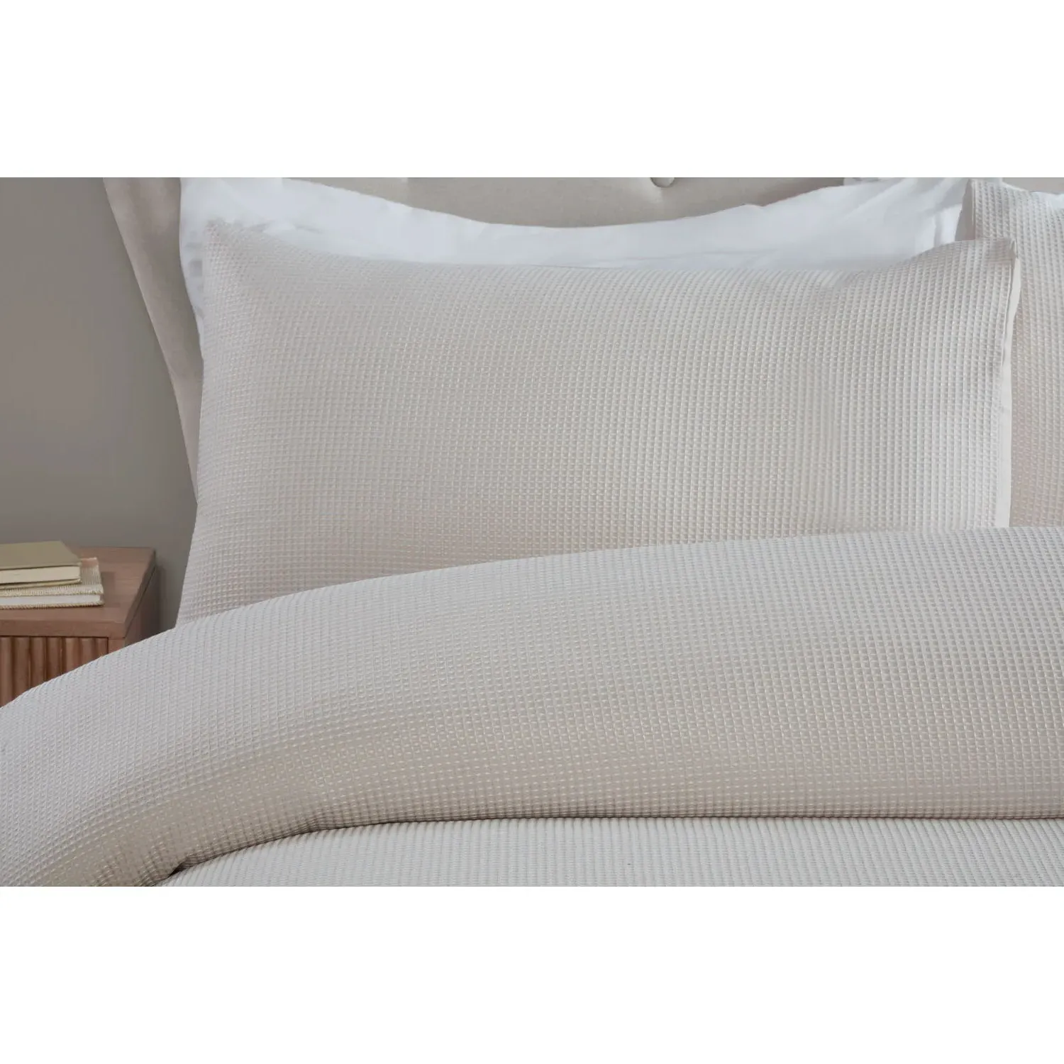 Home Malvern King Size Waffle Duvet Cover Set - Natural