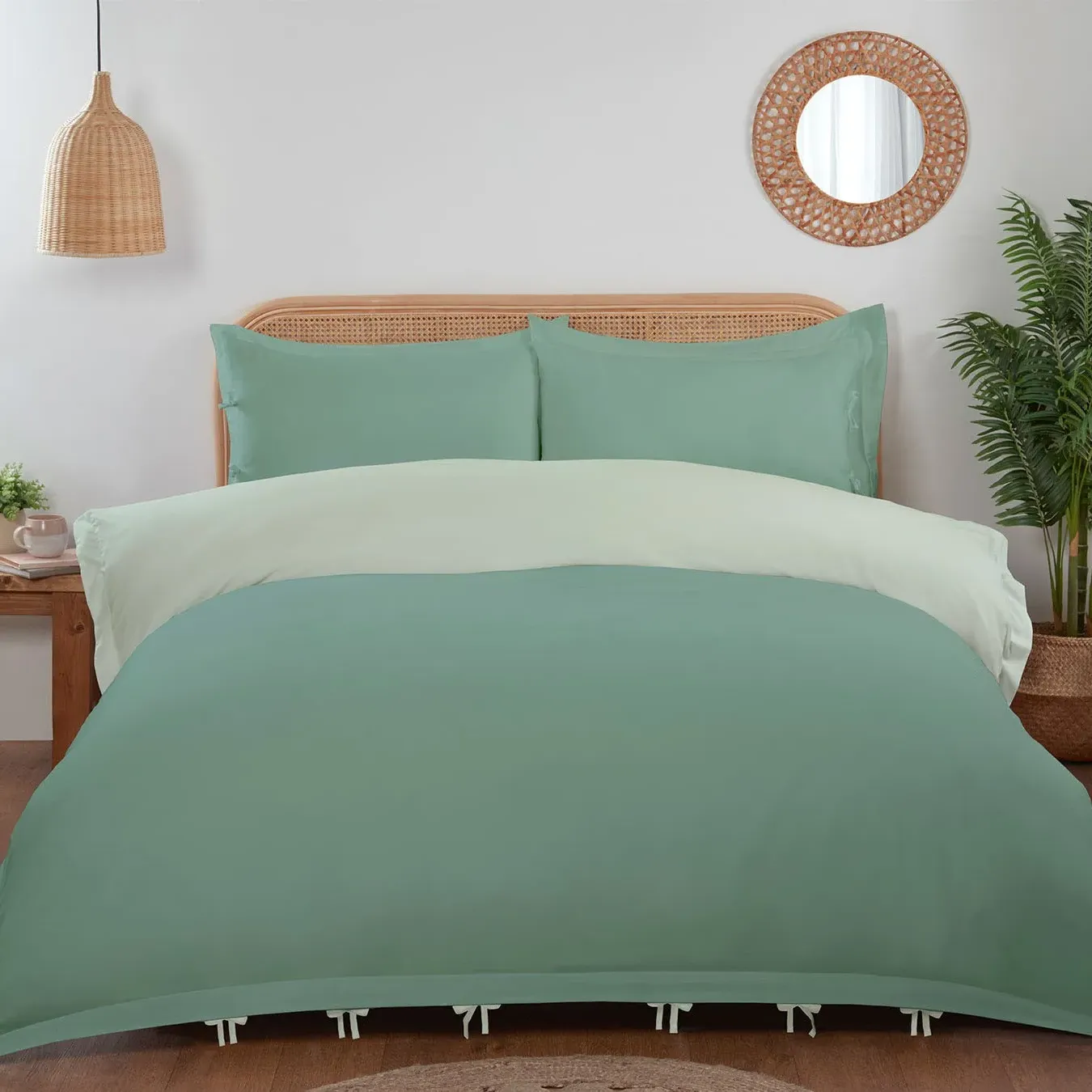 Moda Double Reversible Duvet Set - Green