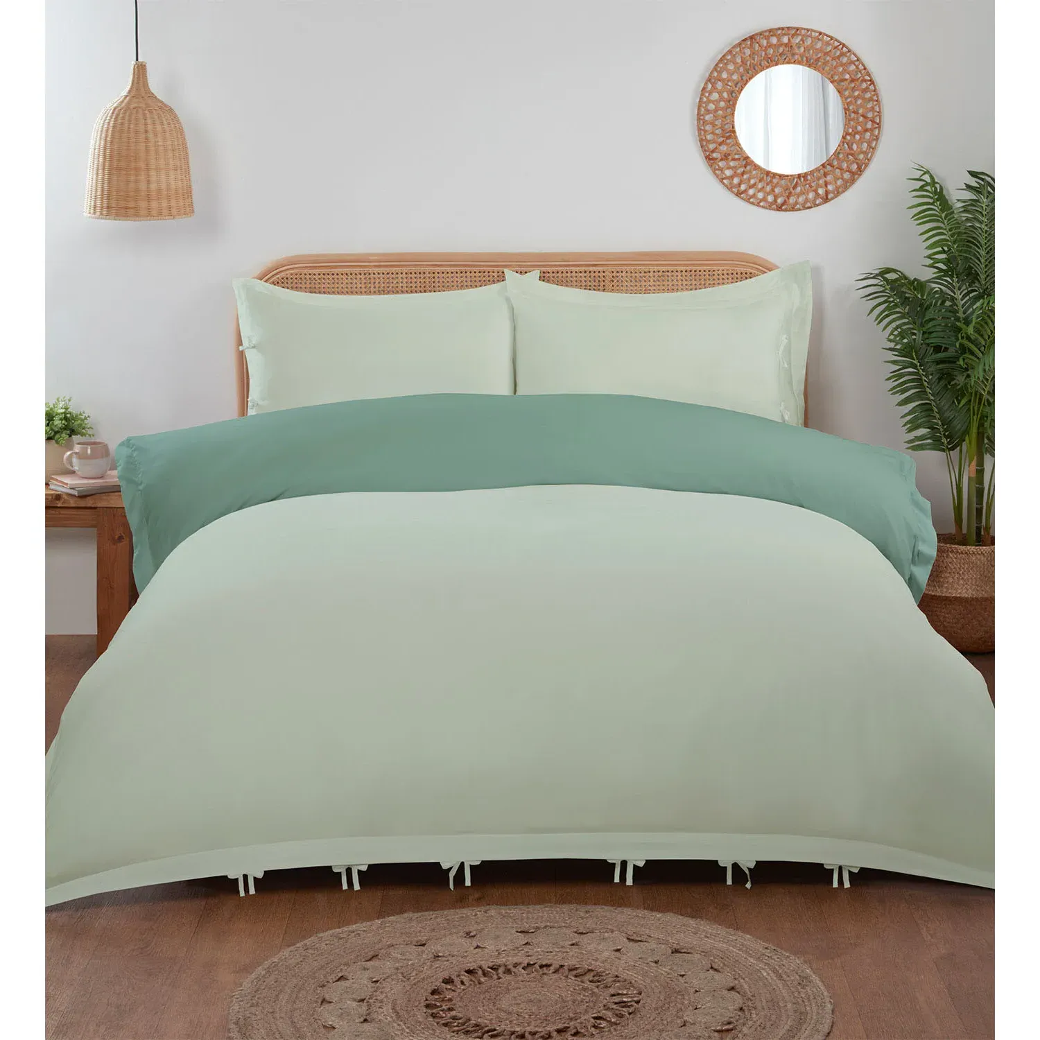 Moda King Size Reversible Duvet Set - Green, Polyester