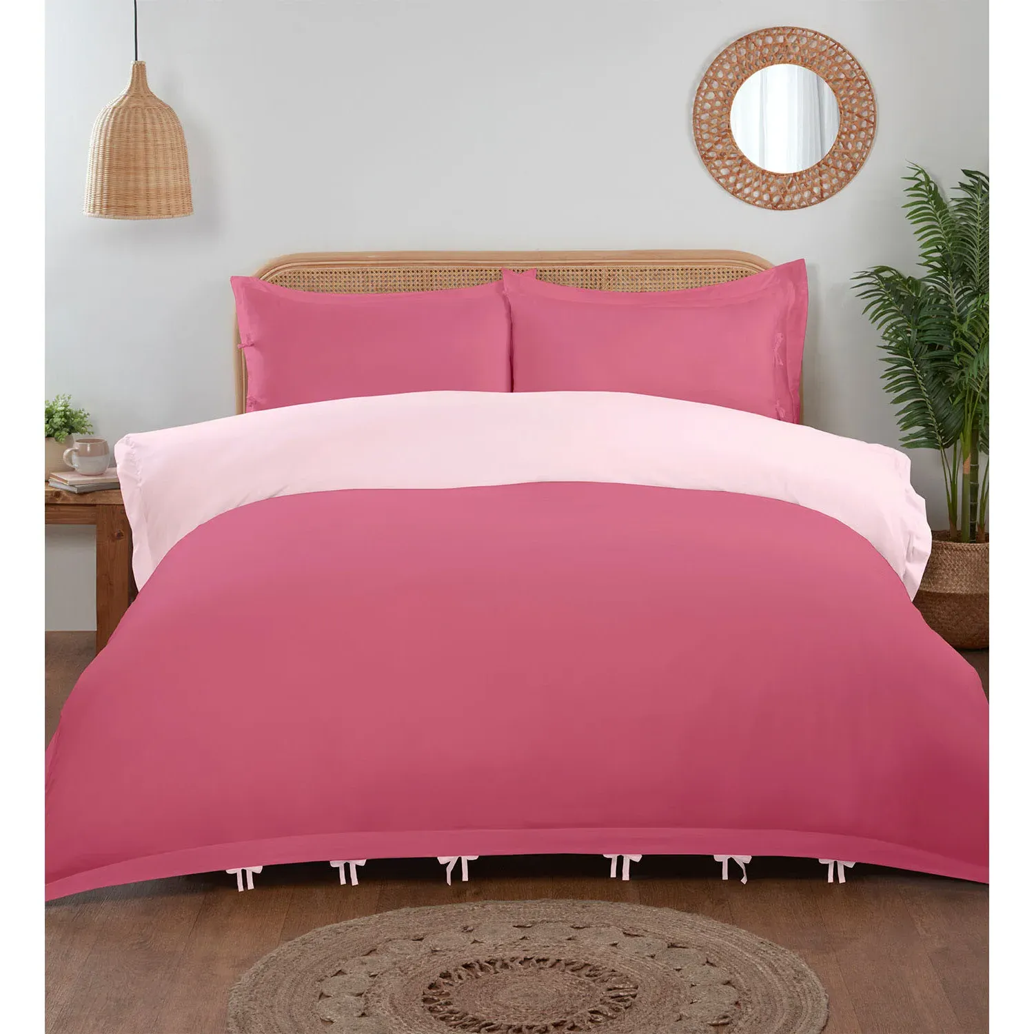 Moda Single Reversible Duvet Set - Pink
