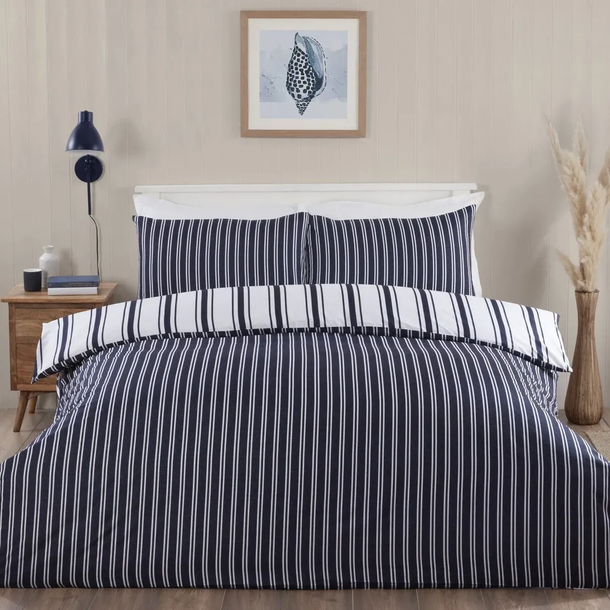 Home Ocean Stripe Duvet Set - Navy image