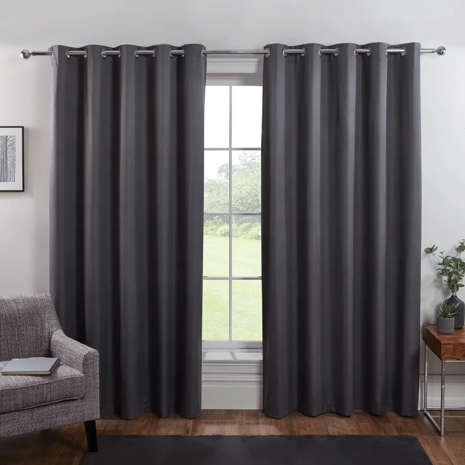 Home Oxford 229cm Blackout Eyelet Curtains - Charcoal