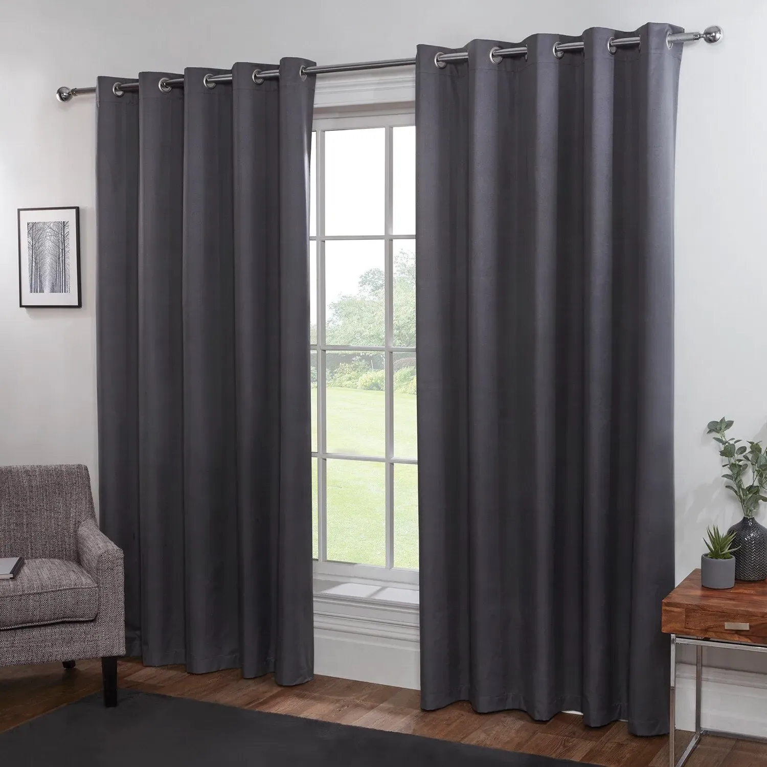Home Oxford 229cm Blackout Eyelet Curtains - Charcoal