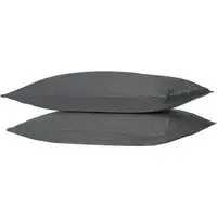 Home Pillowcase 2 Pack Housewife Design - Charcoal, Polycotton
