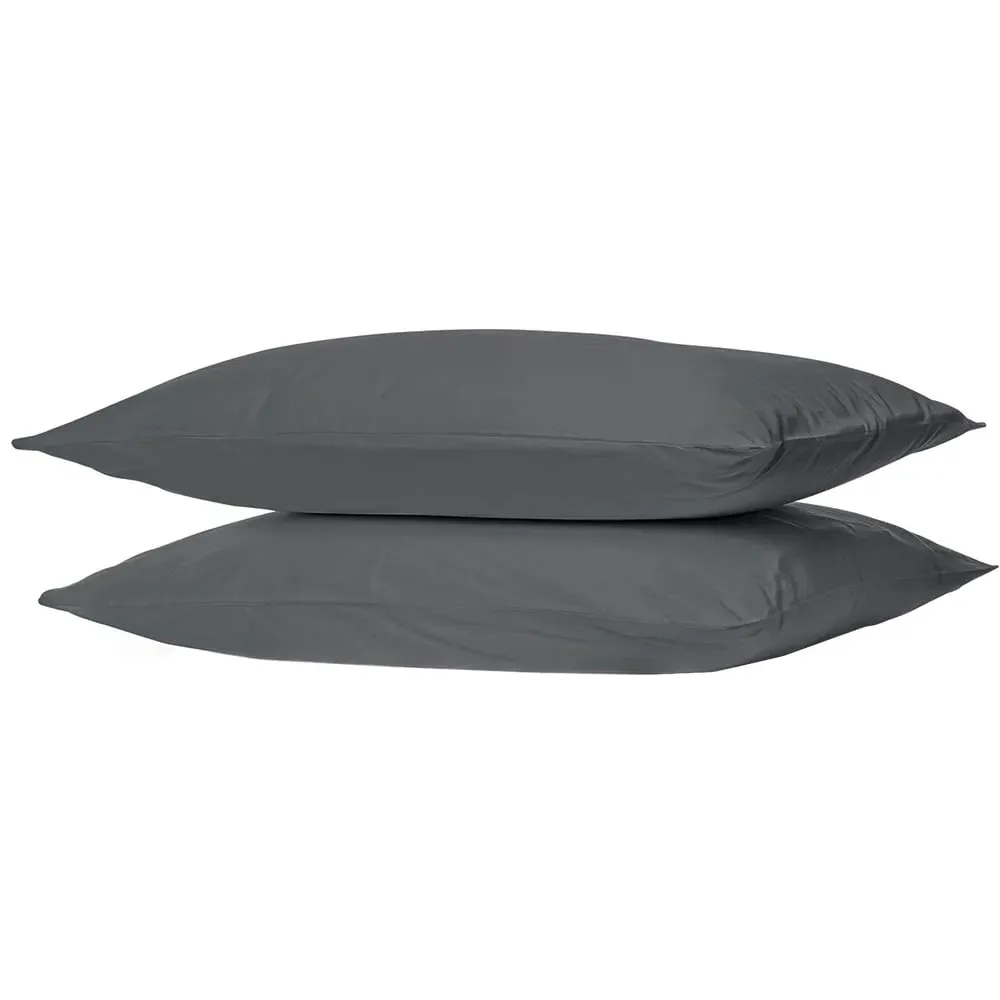 Home Pillowcase 2 Pack Housewife Design - Charcoal, Polycotton