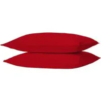 Home Pillowcase 2 Pack Housewife Style - Red, Polycotton