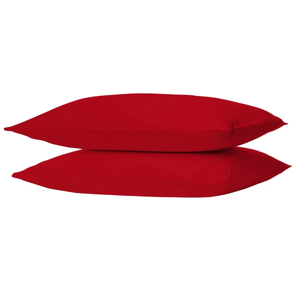 Home Pillowcase 2 Pack Housewife Style - Red, Polycotton