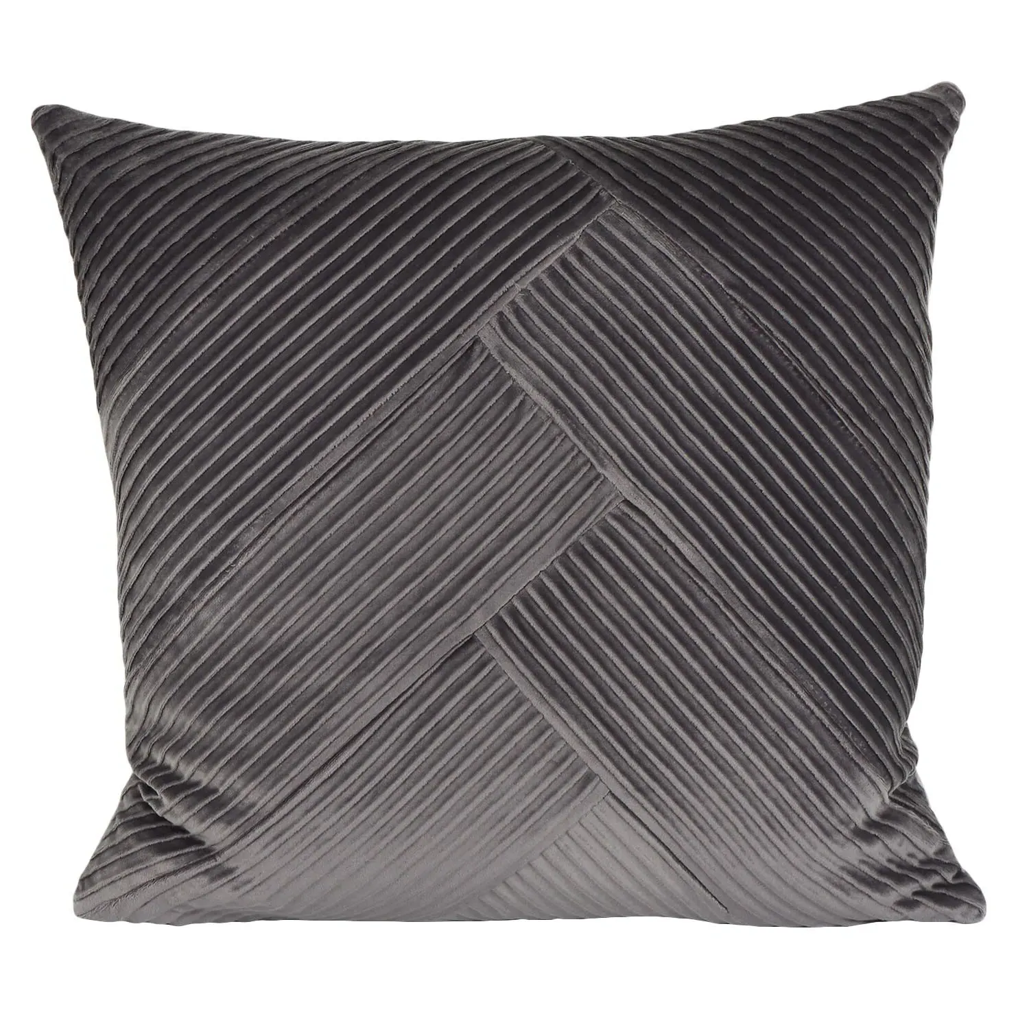 Piper Pleated Cushion - Grey, Velvet image