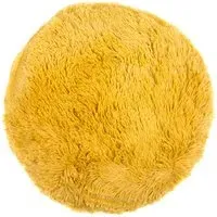 Home Round Plush Bear Cushion - Mustard