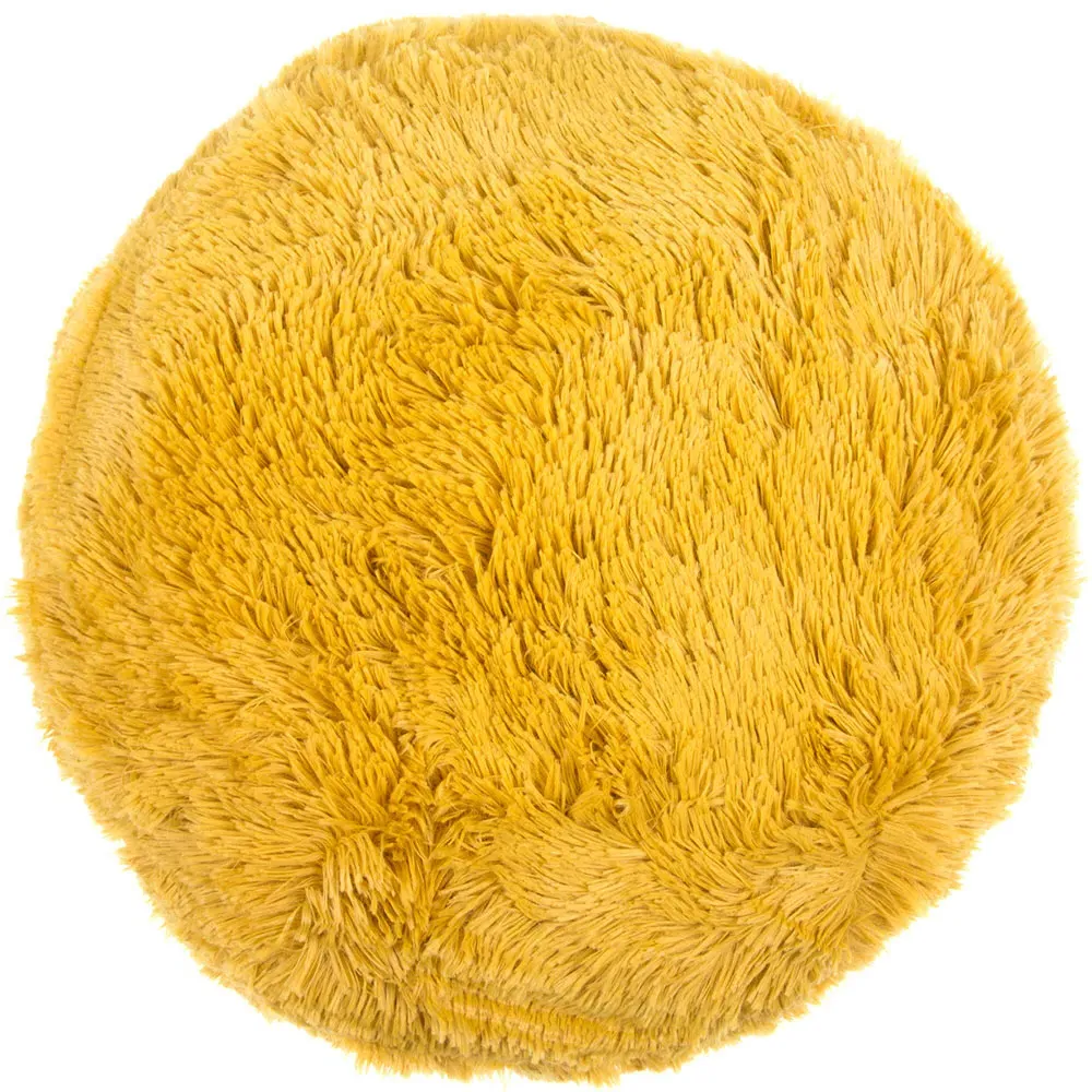 Home Round Plush Bear Cushion - Mustard