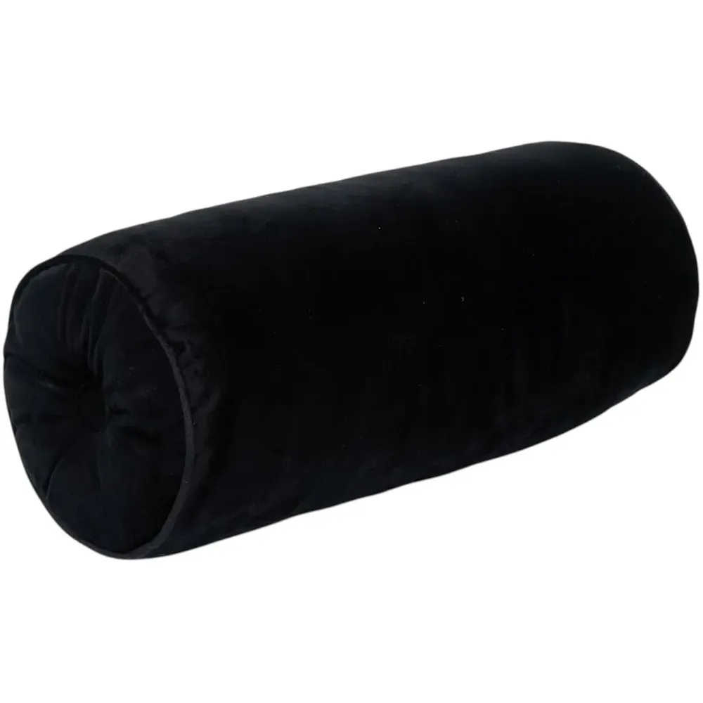 Soft Velvet Bolster Cushion - Black