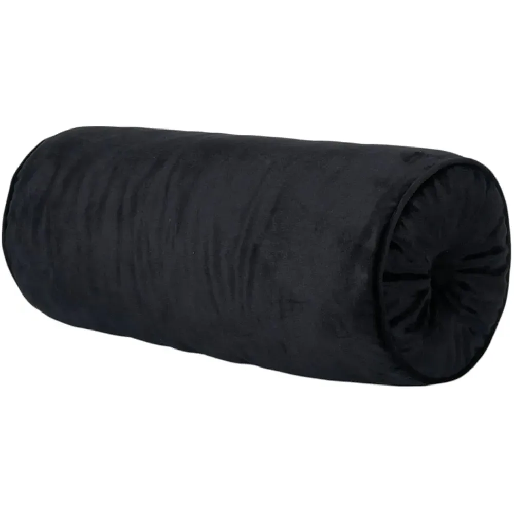 Soft Velvet Bolster Cushion - Black image