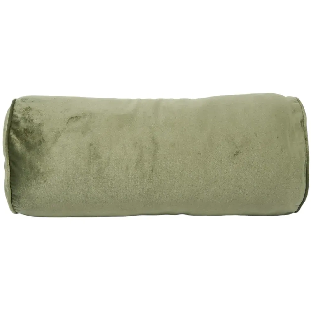 Soft Velvet Bolster Cushion - Green
