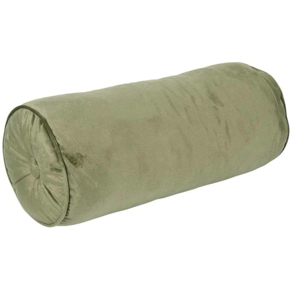 Soft Velvet Bolster Cushion - Green
