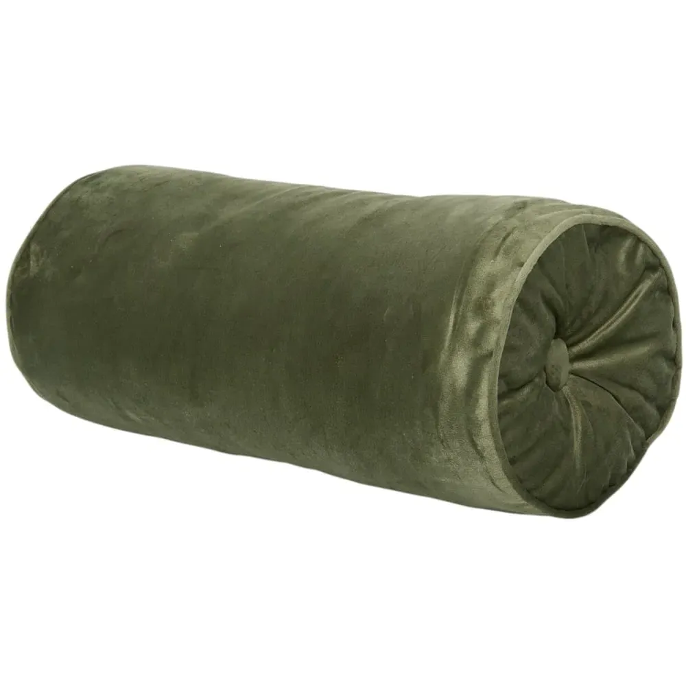 Soft Velvet Bolster Cushion - Green
