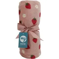 Home Strawberry Fleece Throw - Blush