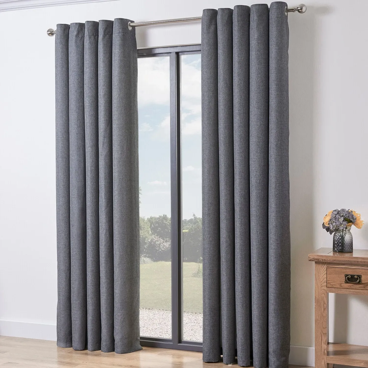 Home Taylor Blackout Eyelet Curtains - Charcoal