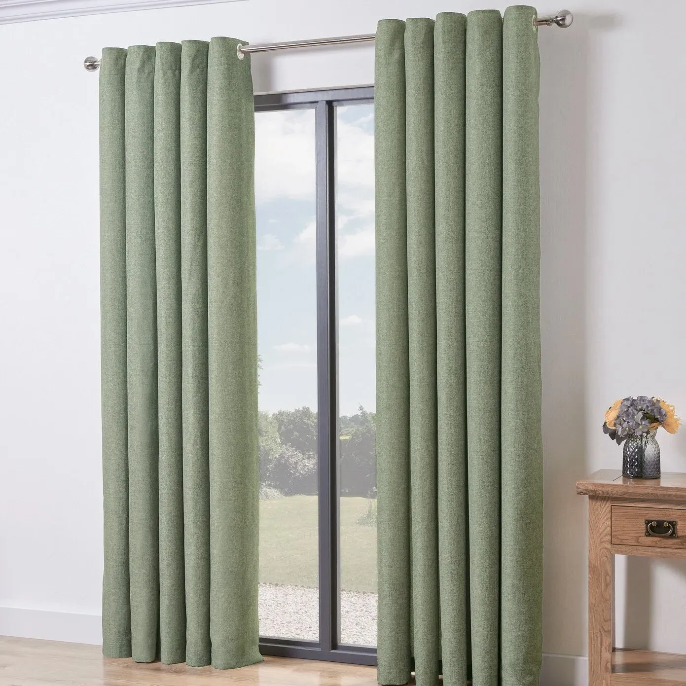 Taylor Blackout Eyelet Curtains - Green