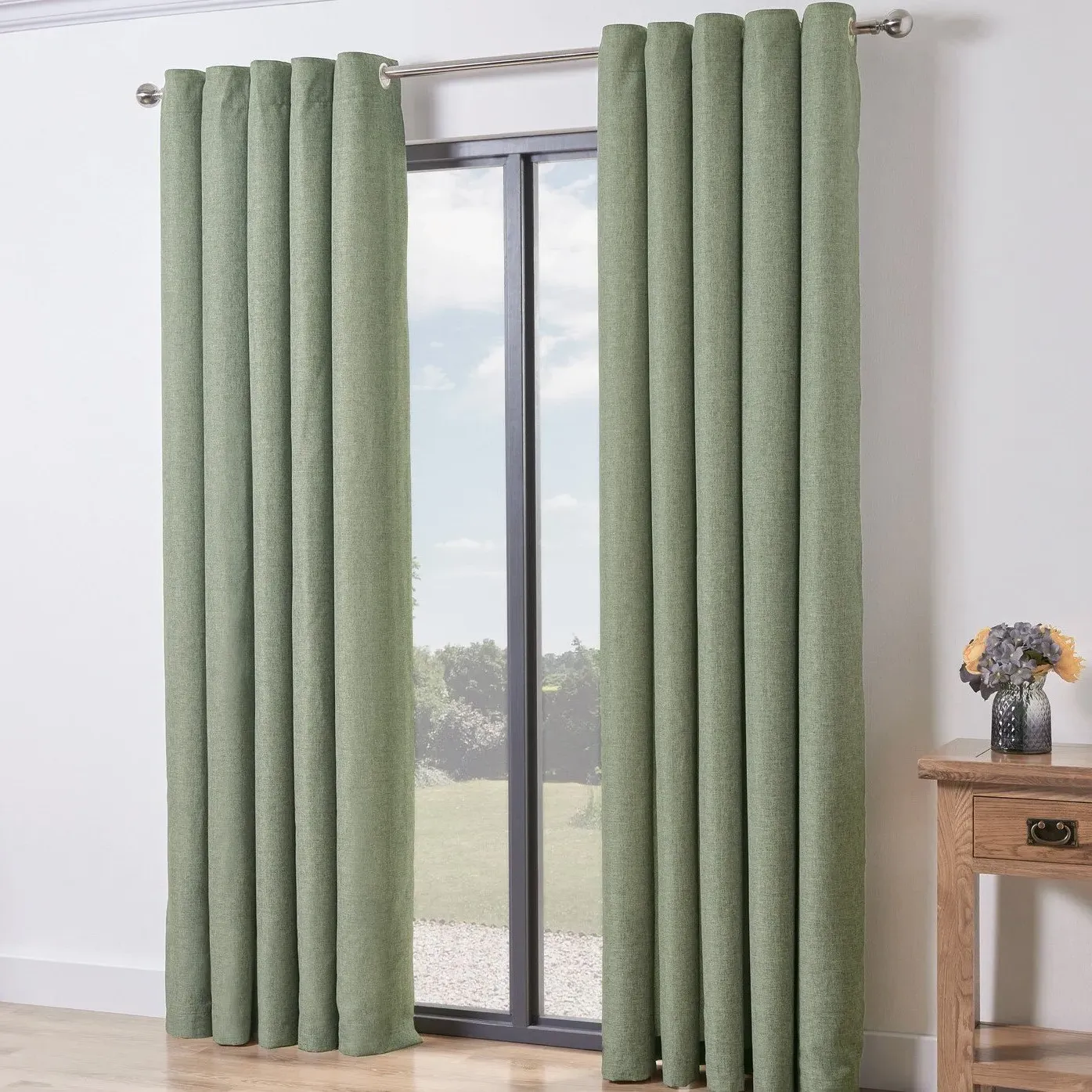 Taylor Blackout Eyelet Curtains - Green image