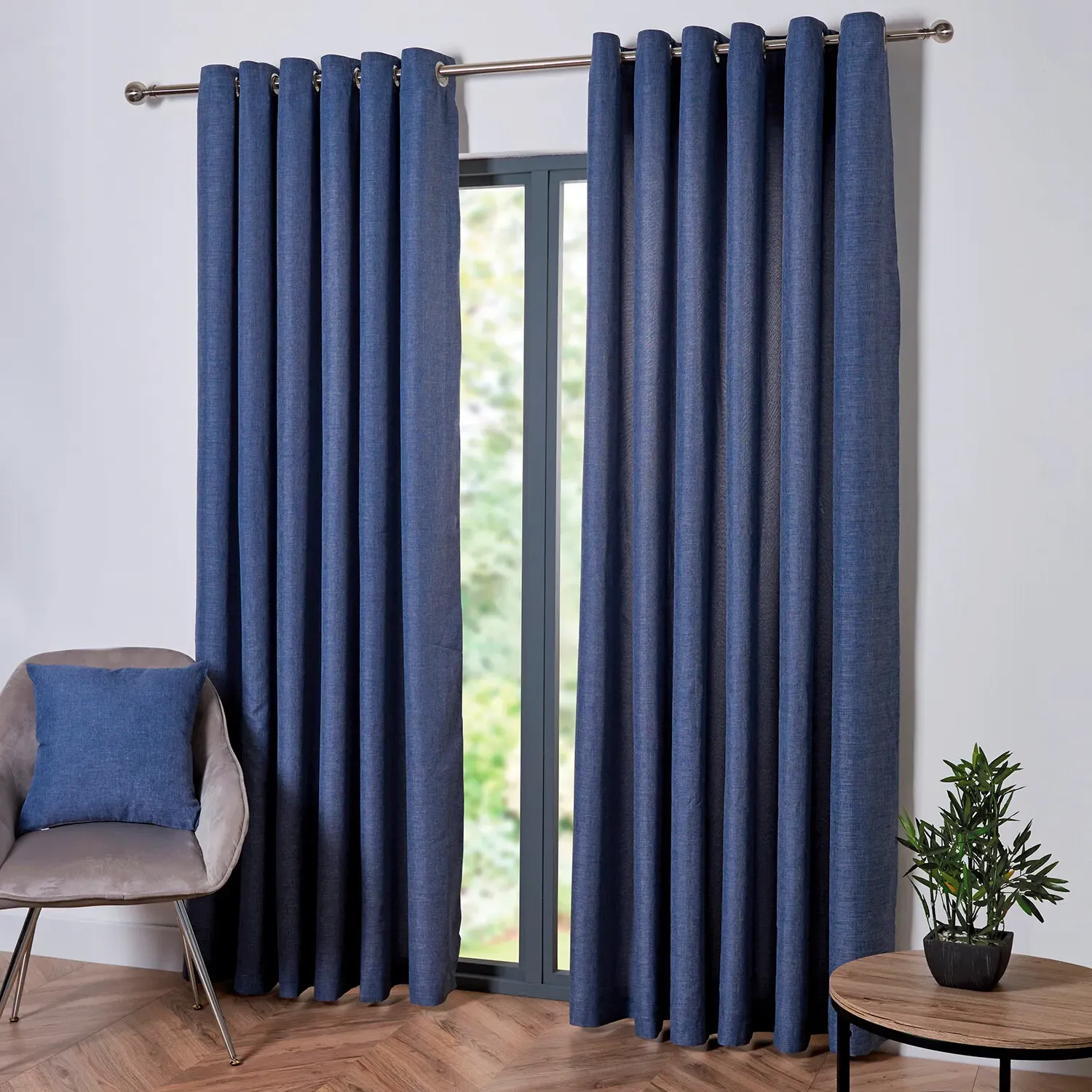 Home Taylor Eyelet Curtains - Navy