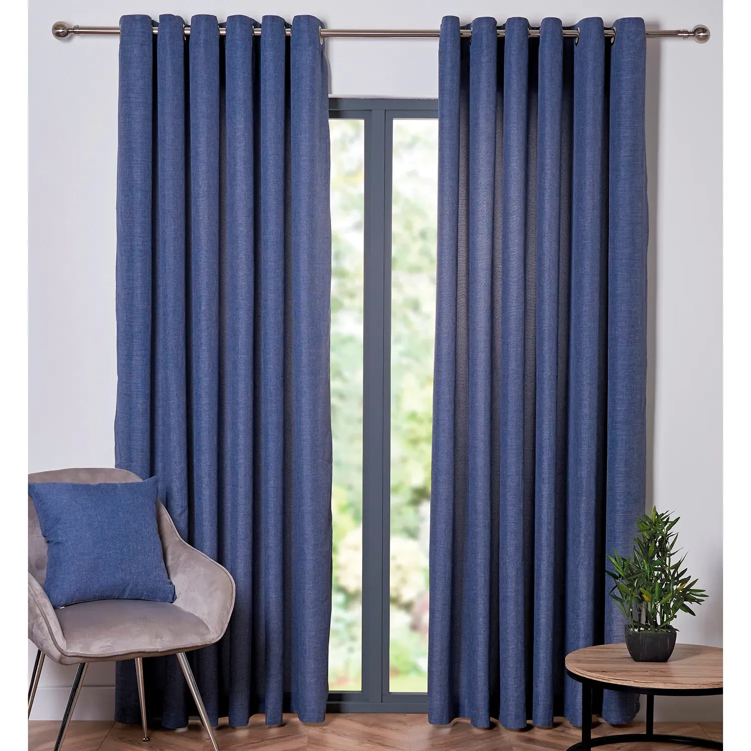 Home Taylor Eyelet Curtains - Navy